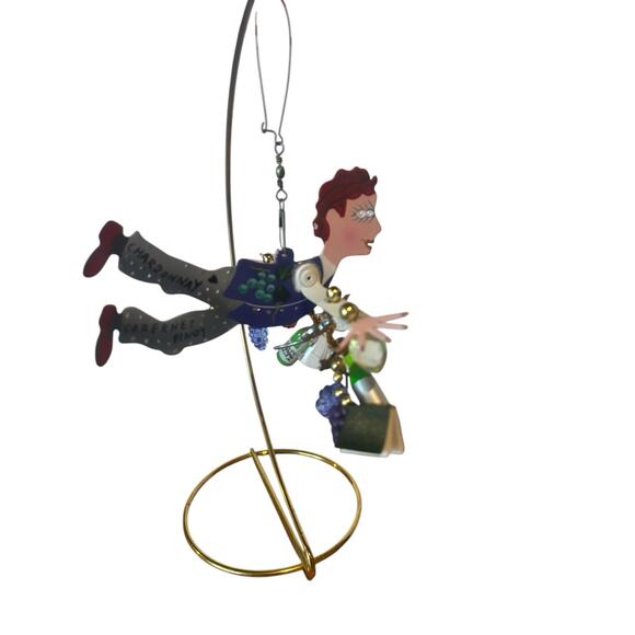 Vintage SILVESTRI by Karen Rossi Fanciful Flights Ornament Angel Wine Enthusiast - Picture 1 of 5